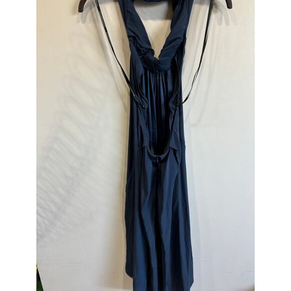 All Dressed Up Brand Silk Halter Dress Womens Size Small Blue Flowy Coastal Boho - Picture 6 of 6